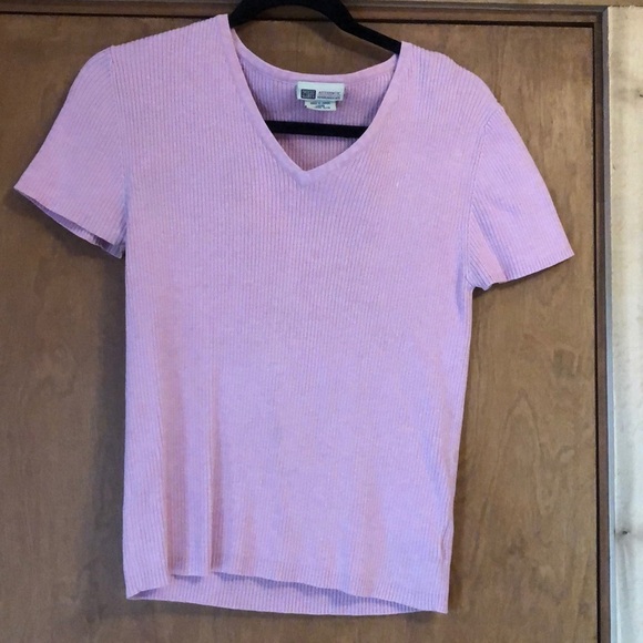Vintage Ribbed V Neck Top 100% cotton - Picture 1 of 5